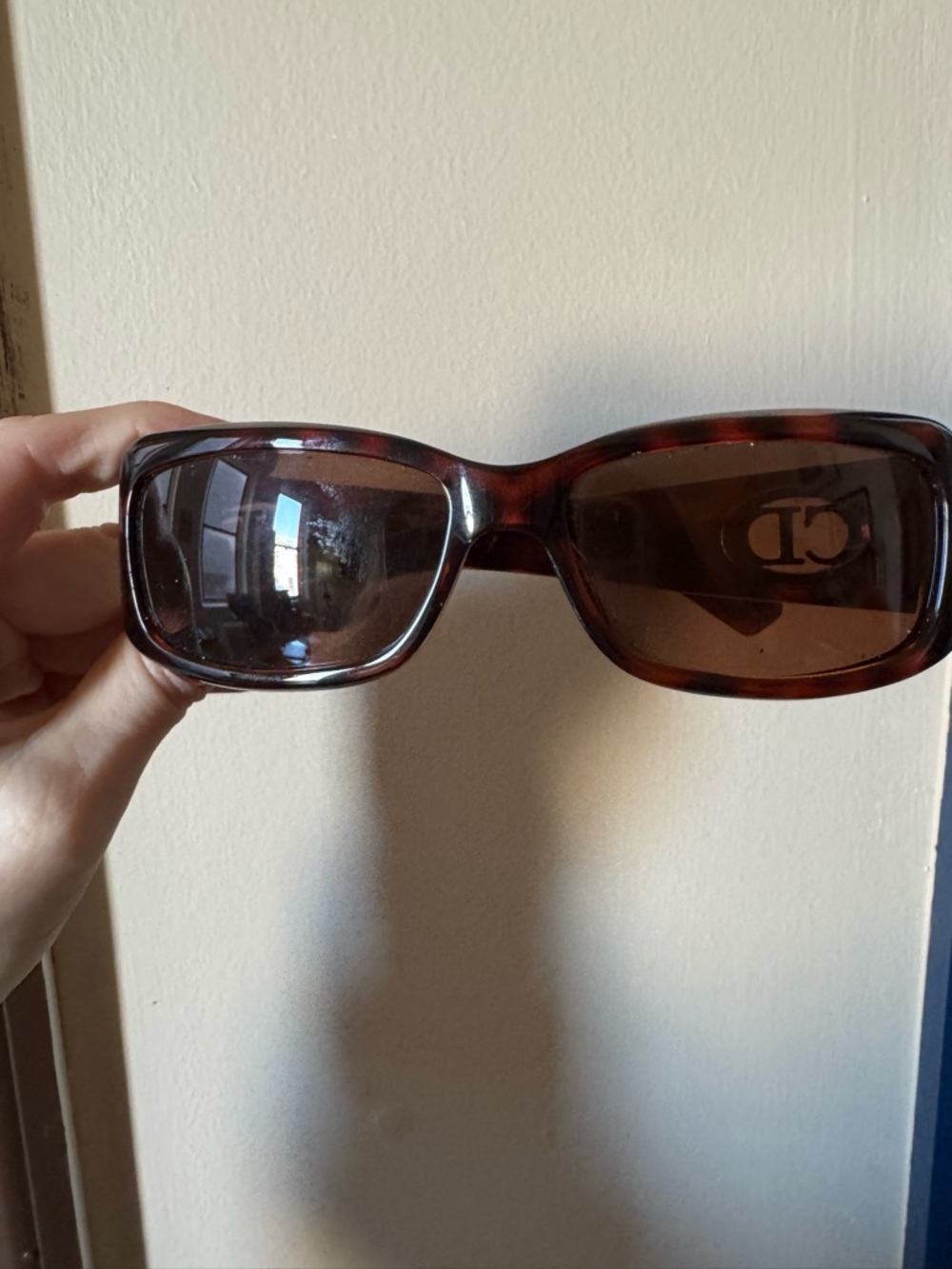 Vintage tort Christian Dior rectangle sunglasses